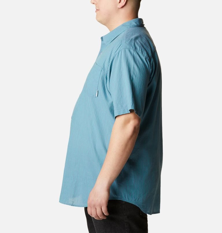 Men's Columbia Under Exposure Yarn-Dye Short Sleeve Shirts Stripe | Plus Size CA-W04LA